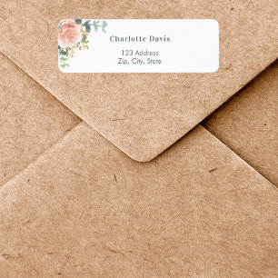 Rose gold floral eucalyptus return address