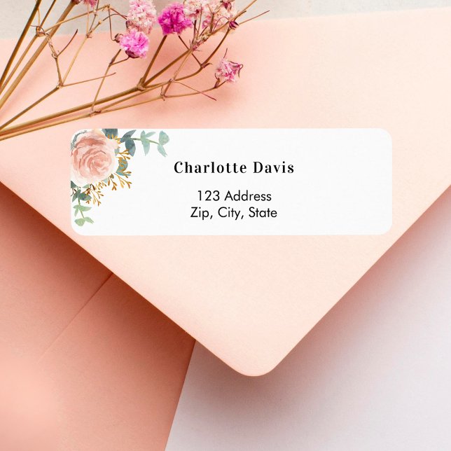 Rose gold floral eucalyptus return address  (Creator Uploaded)