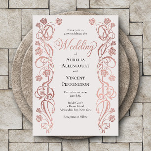 Rose Gold Floral Fairytale Wedding Invitation