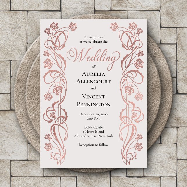 Rose Gold Floral Fairytale Wedding Invitation (Creator Uploaded)