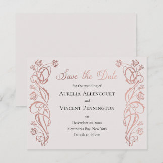 Rose Gold Floral Fairytale Wedding Save The Date