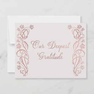 Rose Gold Floral Fairytale Wedding Thank You Card