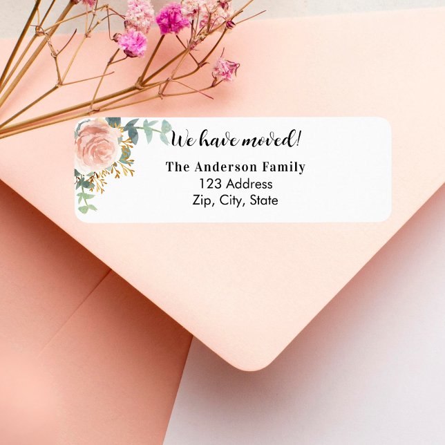 Rose gold floral family moved new return address  (Creator Uploaded)