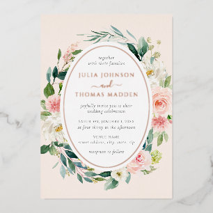 Rose Gold Floral Foliage Blush Wedding
