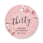 Rose Gold Floral Glitter 30th Birthday Script