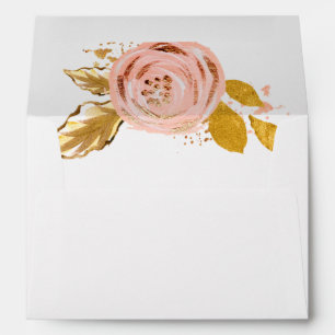 Rose Gold Floral Glitter Bridal Shower Envelope