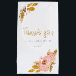 Rose Gold Floral Glitter Bridal Shower Thank you Small Gift Bag<br><div class="desc">Lush rose flowers with gold glitter leaves and flowers make this bridal shower gift bag stand out. Girly style of this thank you favour bag will be adored by most of the brides-to-be. Bridal shower label can be easily personalised by adding your names and details. Matching products available in my...</div>