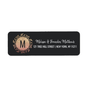 Rose Gold Floral Gold Glitter Ombre Address