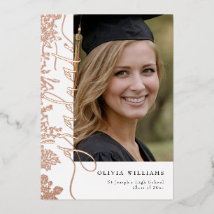 Rose Gold Floral Graduate Photo Graduation Party 