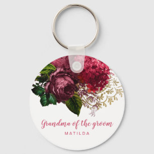 Rose gold floral grandma mother of the groom key ring
