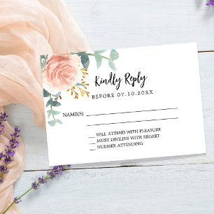 Rose gold floral greenery birthday response RSVP Card