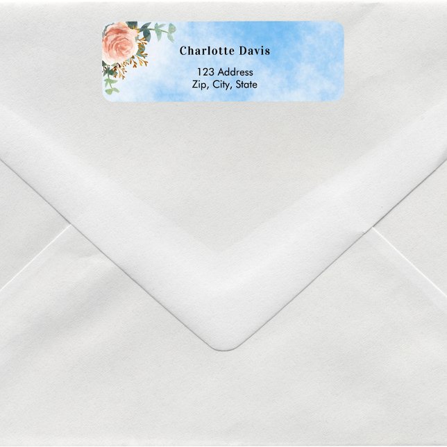 Rose gold floral greenery blue sky return address  (Creator Uploaded)