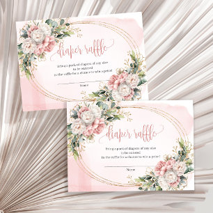Rose Gold Floral Greenery Girl Baby Raffle Ticket Enclosure Card