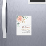 Rose gold floral greenery luxury birthday magnetic invitation<br><div class="desc">A chic white background. Decorated with a large rose gold and blush pink floral,  rose flower and green watercolored eucalyptus leaves,  sprigs,  greenery and a faux gold sprig. Personalise and add your name and party details.</div>