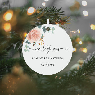 Rose gold floral greenery mr mrs heart wedding metal tree decoration