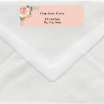 Rose gold floral greenery peach return address<br><div class="desc">A peach coloured background. Decorated with a rose gold and blush pink rose,  floral and eucalyptus greenery and faux gold foliage.  Personalise and add your name and address. Black letters.</div>