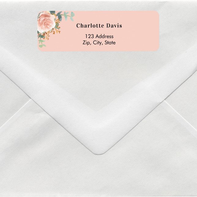 Rose gold floral greenery peach return address  (Creator Uploaded)