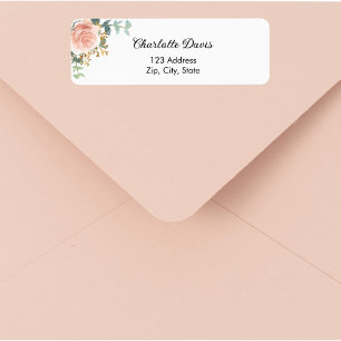 Rose gold floral greenery return address