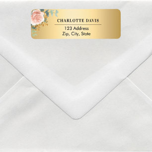 Rose gold floral greenery return address