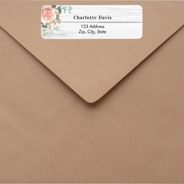 Rose gold floral greenery wood return address  (Creator Uploaded)