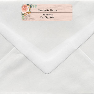 Rose gold floral greenery wood return address