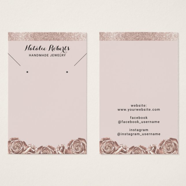 Rose Gold Floral Jewellery Earring Necklace Displa (Front & Back)