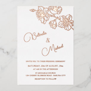 Rose Gold Floral Line Art Photo Wedding