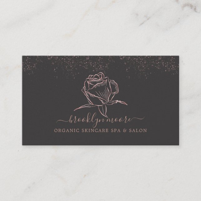 Rose Gold Floral Logo Business Card (Front)