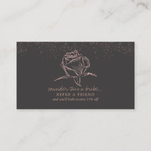 Rose Gold Floral Logo Referral Card