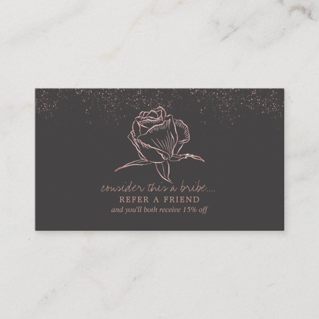 Rose Gold Floral Logo Referral Card (Front)
