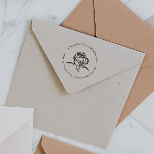 Rose Gold Floral Logo Return Address Stamp