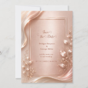 Rose Gold Floral Luxe Wedding metallic Glow Invitation