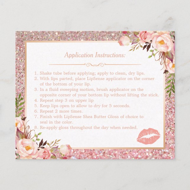 Rose Gold Floral Makeup Lips Instruction Tips Flyer (Front)