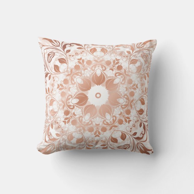 Rose Gold Floral Mandala Cushion (Front)