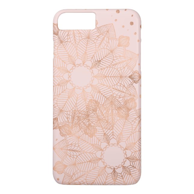 Rose Gold Floral Mandala Fine Faux Foil on Pink Case-Mate iPhone Case (Back)