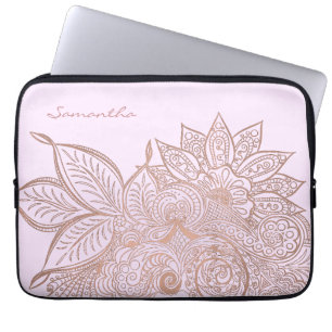 Rose Gold Floral Mandala Laptop Case