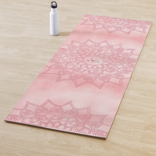Rose Gold Floral Mandala Monogram Yoga Mat (In Situ)
