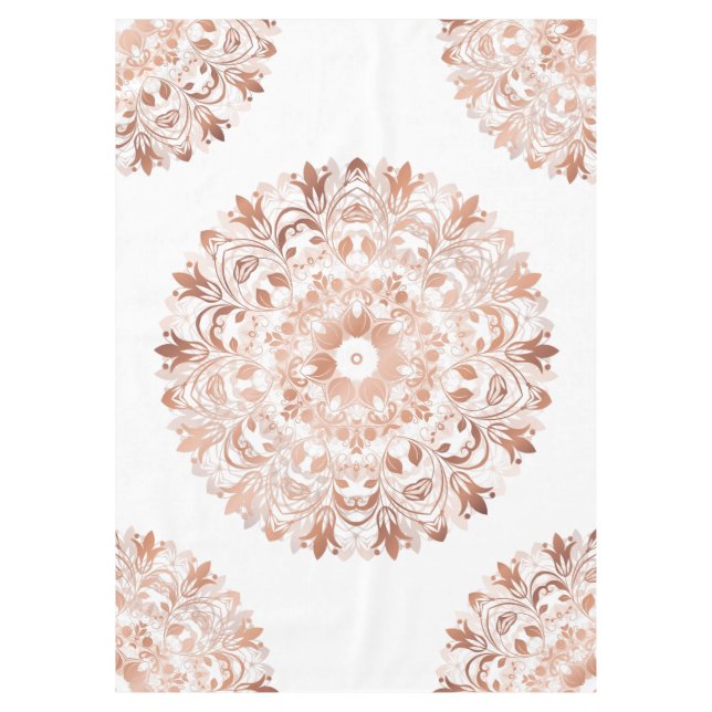 Rose Gold Floral Mandala Tablecloth (Front)