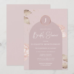 Rose Gold Floral   Modern Arch Bridal Shower Invitation
