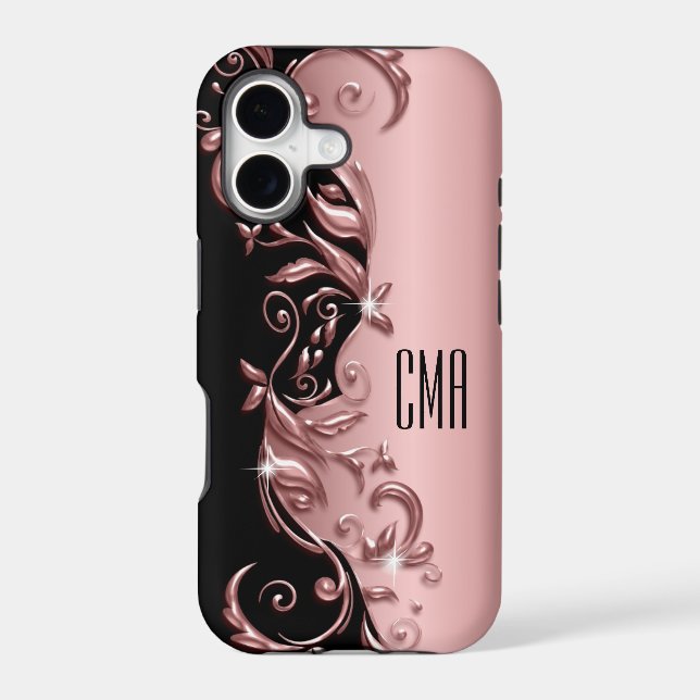Rose Gold Floral - Monogram (Back)