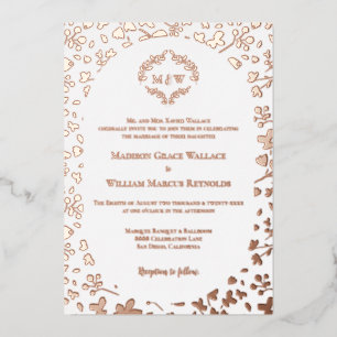 Rose Gold Floral Monogram Elegant Wedding 