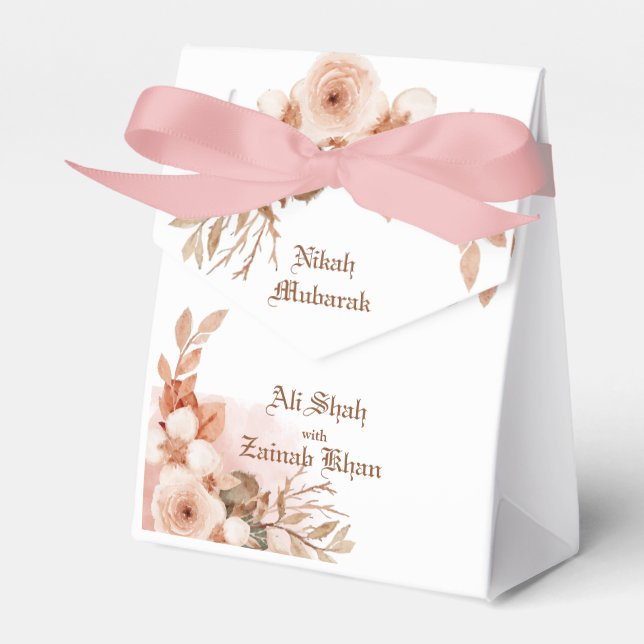 Rose gold Floral Nikah Mubarak Favour Box (Front Side)