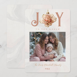 Rose Gold Floral Ornament Christmas Photo TMF26 Holiday Card