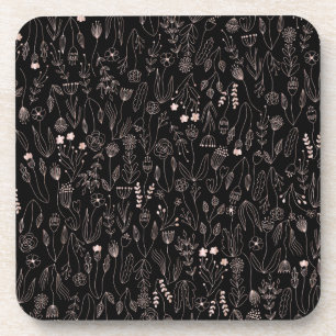 Rose Gold Floral Pattern Coaster