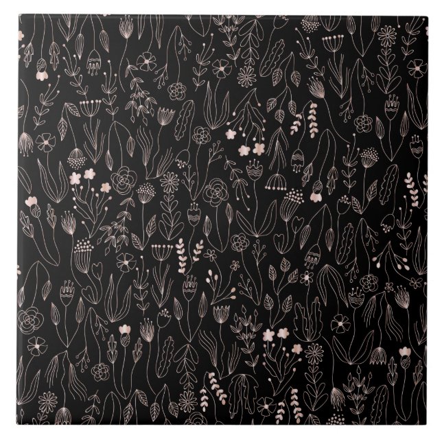 Rose Gold Floral Pattern Tile (Front)
