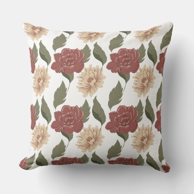 Rose Gold Floral Pillow (Front)