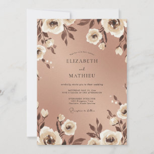 Rose Gold Floral Romance Wedding Invitation