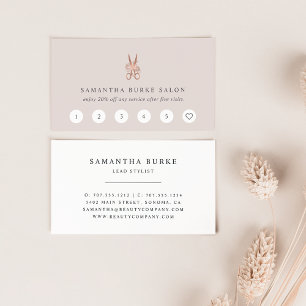 Rose Gold Floral Scissors Logo   Salon Loyalty Card
