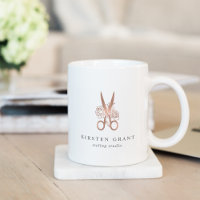 Rose Gold Floral Scissors Salon Logo