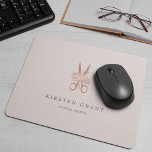 Rose Gold Floral Scissors Salon Logo Mouse Mat<br><div class="desc">Chic personalised mousepad for your salon or hairstyling business features two lines of custom text in classic grey lettering,  on a pale blush pink background adorned with a pair of flower-embellished scissors in faux rose gold foil.</div>